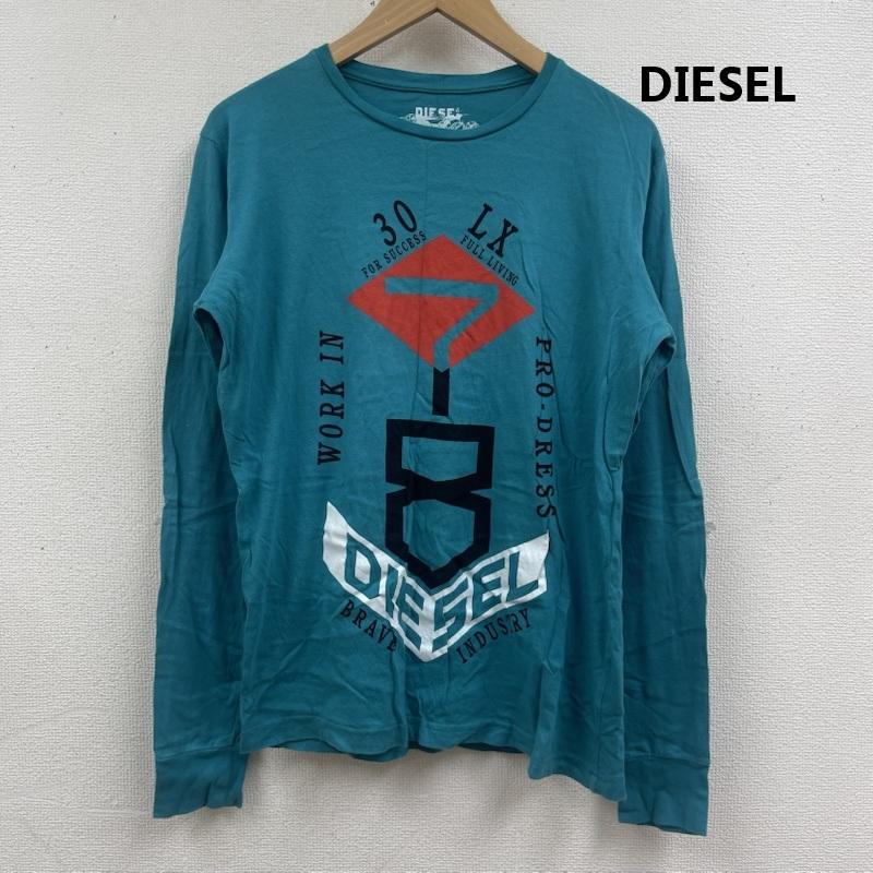 ディーゼル DIESEL Tシャツ 長袖 Y2k フロント グラフィック プリント 長袖 Tシャツ ロンT S 水色 / ライトブルー / メンズ USED 古着 中古 50165765