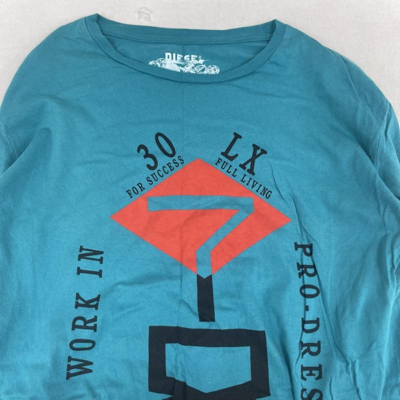 ディーゼル DIESEL Tシャツ 長袖 Y2k フロント グラフィック プリント 長袖 Tシャツ ロンT S 水色 / ライトブルー / メンズ USED 古着 中古 50165765