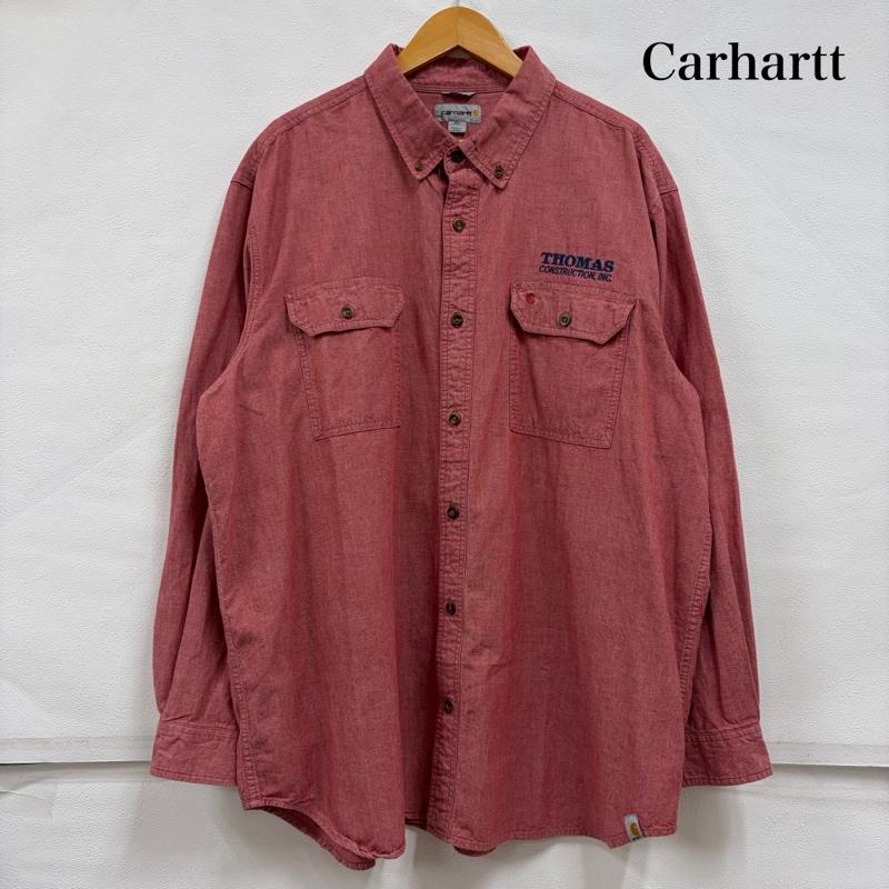 カーハート Carhartt シャツ、ブラウス 長袖 長袖 ワークシャツ ロゴ 刺繍 XXL ワンポイント X ロゴ、文字 X 刺繍 赤 / レッド / red X 紺 / ネイビー / navy メンズ USED 古着 中古 50165779