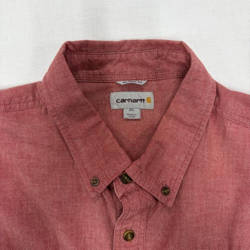 カーハート Carhartt シャツ、ブラウス 長袖 長袖 ワークシャツ ロゴ 刺繍 XXL ワンポイント X ロゴ、文字 X 刺繍 赤 / レッド / red X 紺 / ネイビー / navy メンズ USED 古着 中古 50165779
