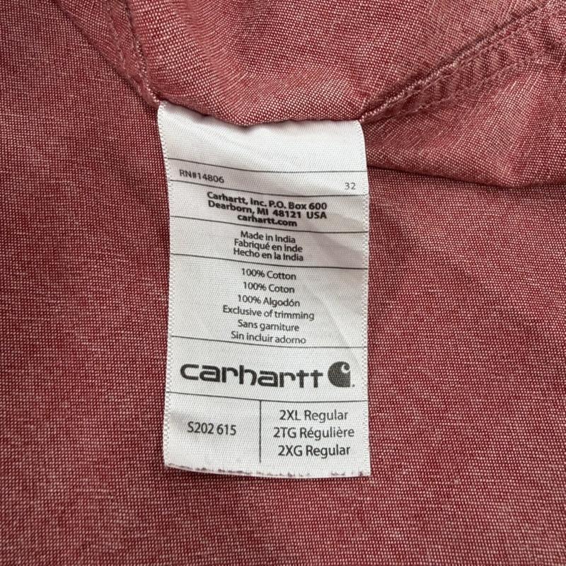 カーハート Carhartt シャツ、ブラウス 長袖 長袖 ワークシャツ ロゴ 刺繍 XXL ワンポイント X ロゴ、文字 X 刺繍 赤 / レッド / red X 紺 / ネイビー / navy メンズ USED 古着 中古 50165779
