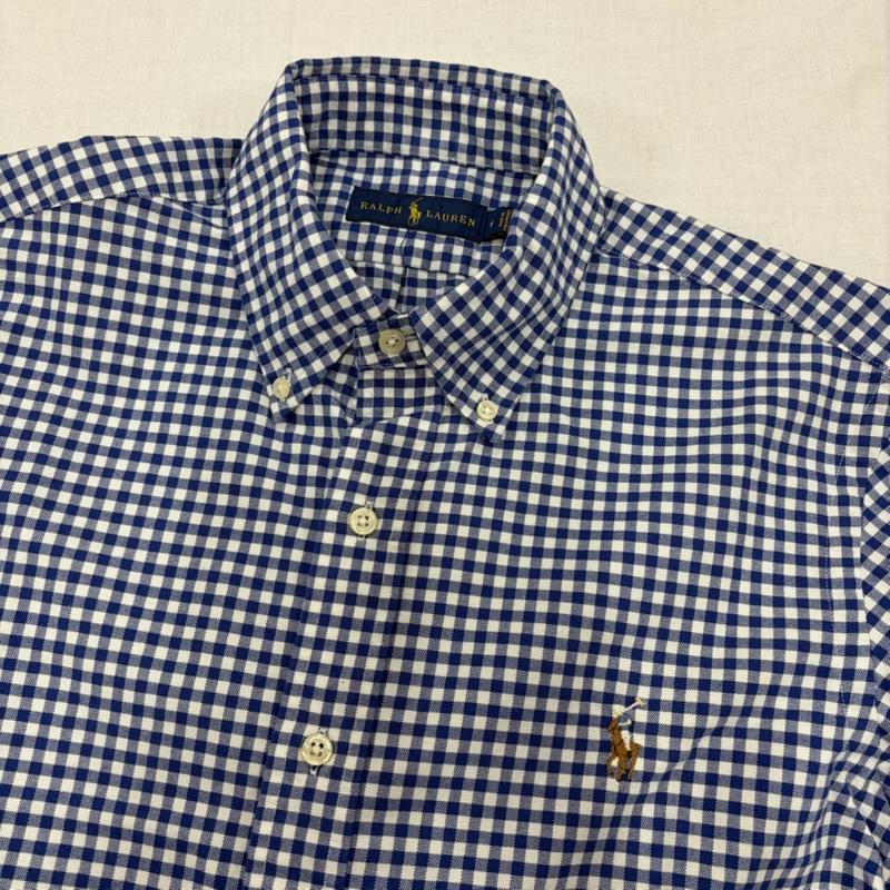 ラルフローレン RALPHLAUREN シャツ、ブラウス 長袖 長袖 ギンガムチェック ボタンダウン シャツ ポニー刺繡 M チェック X ワンポイント X ロゴ、文字 X 刺繍 青 / ブルー / blue X 白 / ホワイト / white メンズ USED 古着 中古 50165781
