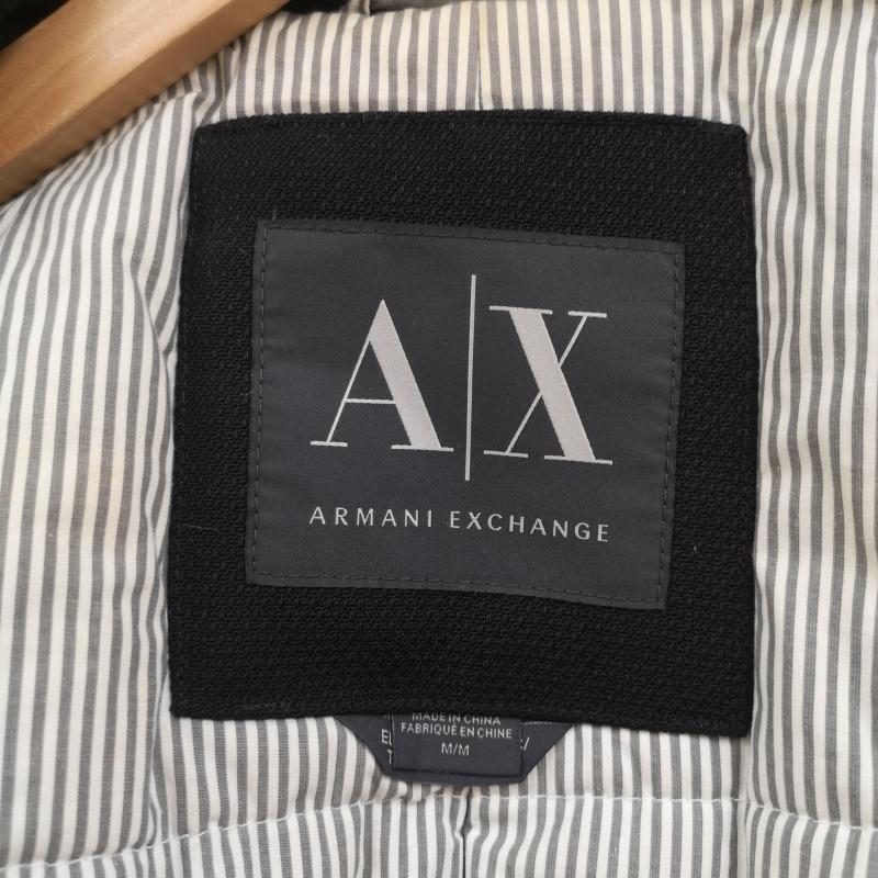 アルマーニエクスチェンジ ARMANI EXCHANGE コート ピーコート ダブルブレスト仕様 ノッチドラペル ウェルトポケット ストライプ柄 中綿 ピーコート Pコート M 黒 / ブラック / black メンズ USED 古着 中古 50165789