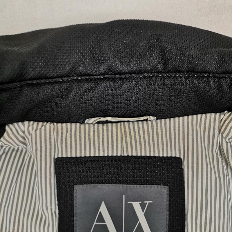 アルマーニエクスチェンジ ARMANI EXCHANGE コート ピーコート ダブルブレスト仕様 ノッチドラペル ウェルトポケット ストライプ柄 中綿 ピーコート Pコート M 黒 / ブラック / black メンズ USED 古着 中古 50165789