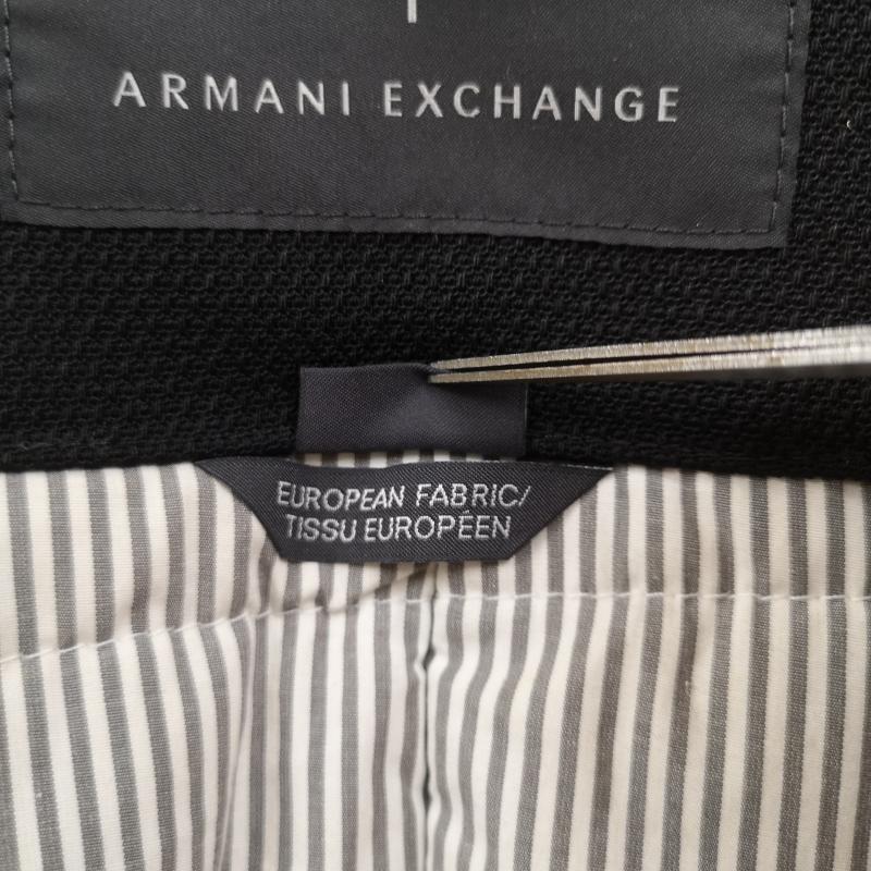アルマーニエクスチェンジ ARMANI EXCHANGE コート ピーコート ダブルブレスト仕様 ノッチドラペル ウェルトポケット ストライプ柄 中綿 ピーコート Pコート M 黒 / ブラック / black メンズ USED 古着 中古 50165789