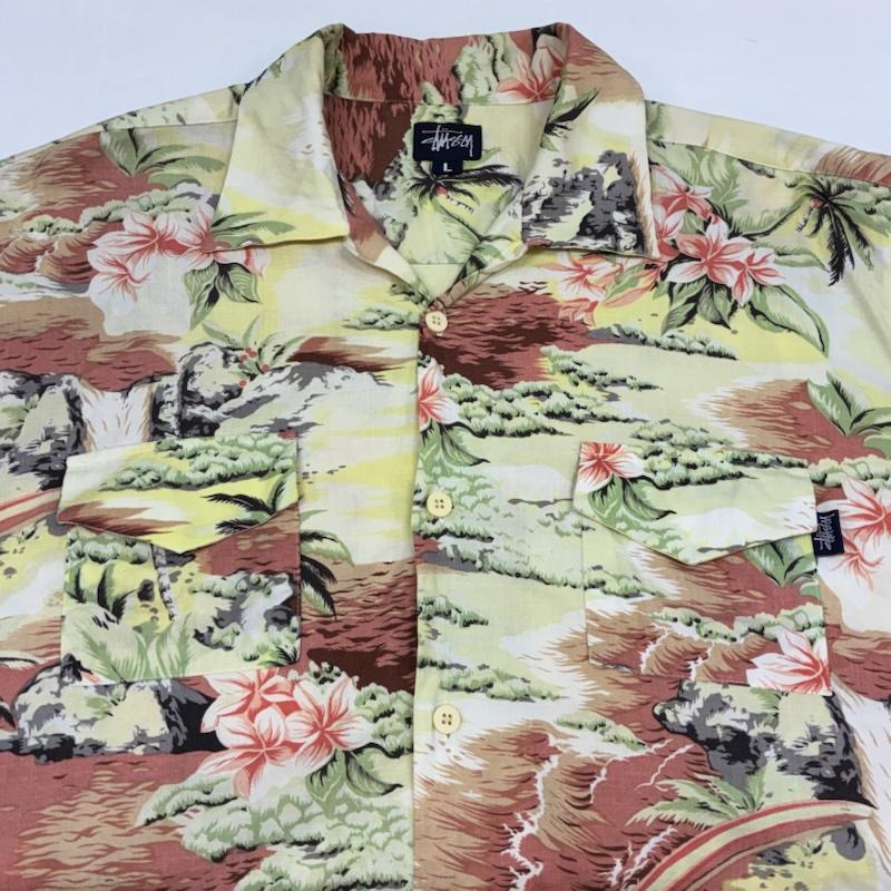 ステューシー STUSSY シャツ、ブラウス 半袖 OLD 90s ALOHA SHIRT 紺タグ オープンカラー アロハシャツ L メンズ USED 古着 中古 50165791