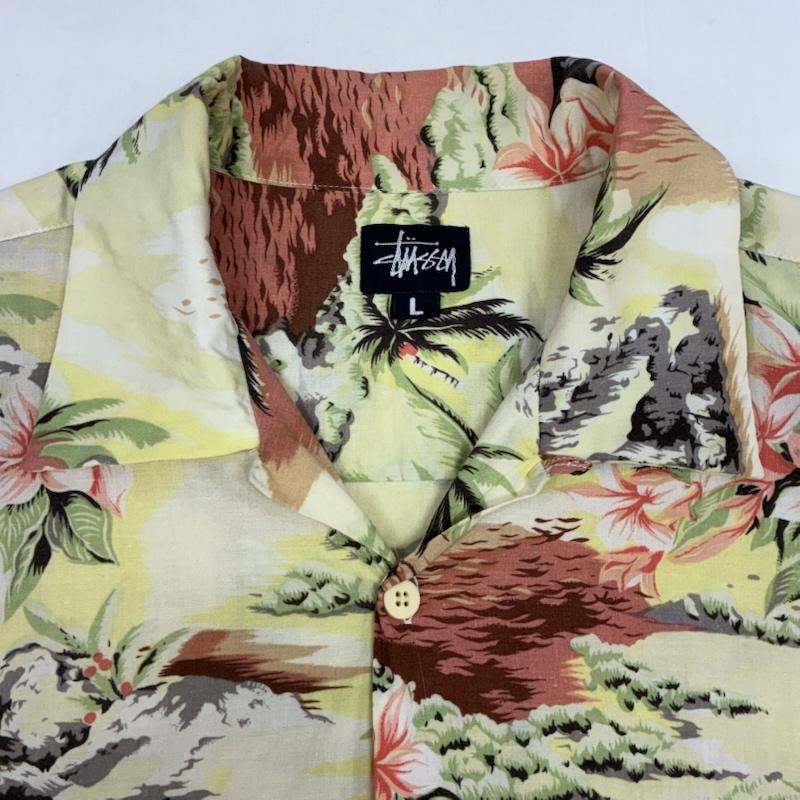 ステューシー STUSSY シャツ、ブラウス 半袖 OLD 90s ALOHA SHIRT 紺タグ オープンカラー アロハシャツ L メンズ USED 古着 中古 50165791