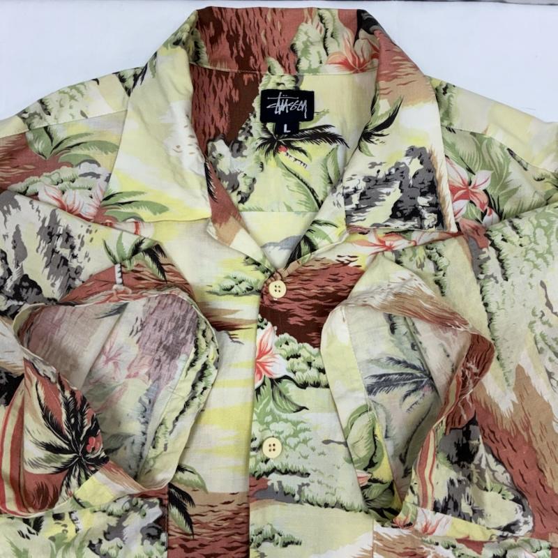 ステューシー STUSSY シャツ、ブラウス 半袖 OLD 90s ALOHA SHIRT 紺タグ オープンカラー アロハシャツ L メンズ USED 古着 中古 50165791