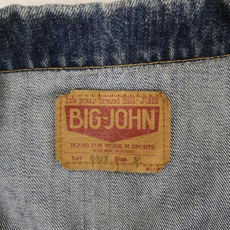 ビッグジョン Big John ジャケット、上着 ジャケット、ブレザー 日本製 3rdタイプ V字切り替え フロントアクションプリーツ オリジナルロゴパッチ トラッカージャケット Gジャン デニムジャケット 4L インディゴ / インディゴ / Indigo メンズ USED 古着 中古 50165795