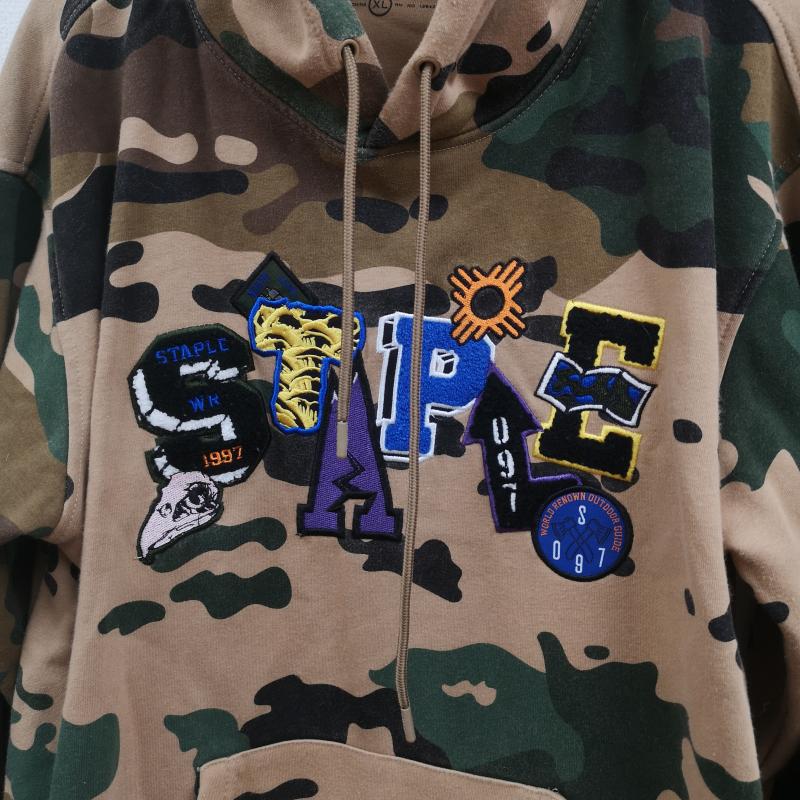 ステイプル STAPLE パーカー 長袖 マルチフォント パッチワーク カモフラージュ 迷彩 レオパード 総柄 裏起毛 スウェットパーカー2109H6649 XL ベージュ / ベージュ / beige メンズ USED 古着 中古 50165796