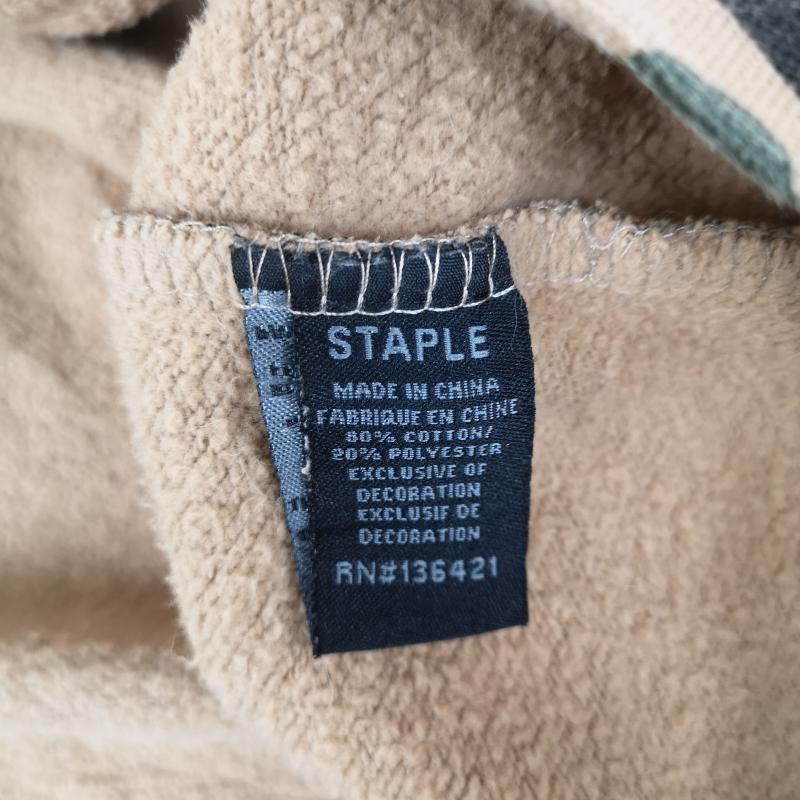 ステイプル STAPLE パーカー 長袖 マルチフォント パッチワーク カモフラージュ 迷彩 レオパード 総柄 裏起毛 スウェットパーカー2109H6649 XL ベージュ / ベージュ / beige メンズ USED 古着 中古 50165796