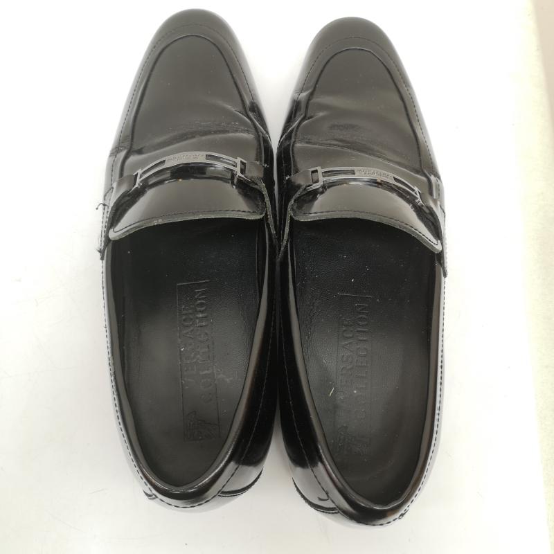 ヴェルサーチ VERSACE ローファー ローファー ロゴ プレート ローファー 43 27.5cm 黒 / ブラック / black メンズ USED 古着 中古 50165801