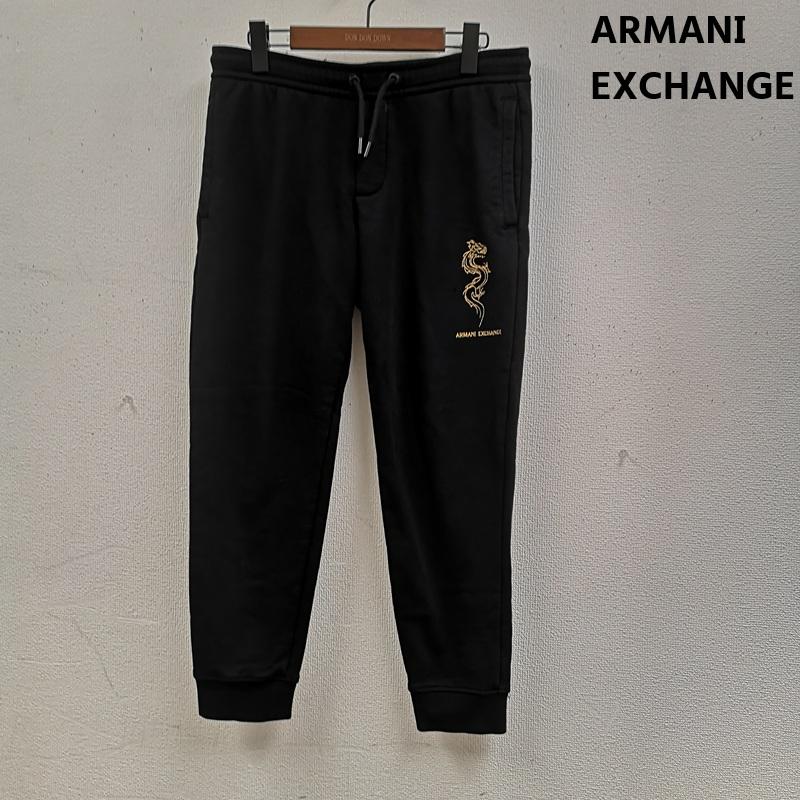 アルマーニエクスチェンジ ARMANI EXCHANGE パンツ ワークパンツ、ペインターパンツ ドラゴン 辰年 刺繡 コットン ブレンド素材 イージーパンツ スウェット ジョガーパンツ M 黒 / ブラック / black メンズ USED 古着 中古 50165802