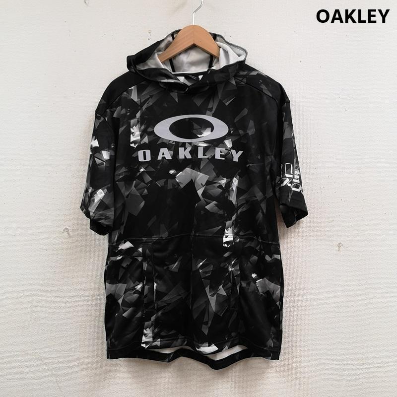 オークリー OAKLEY パーカー 半袖 吸汗速乾性 総柄 ビッグロゴ カンガルーポケット プルオーバー 半袖 パーカー FOA403563 M 黒 / ブラック / black メンズ USED 古着 中古 50165808