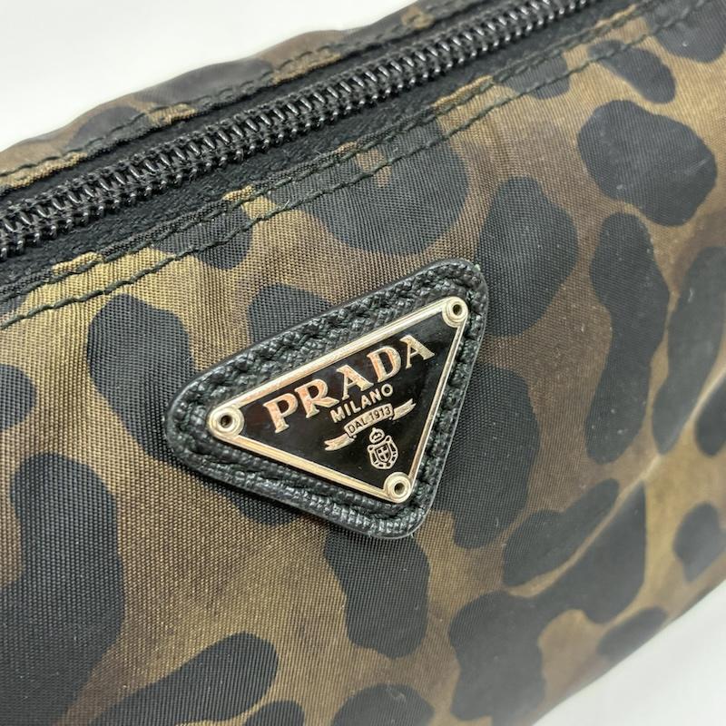 プラダ PRADA ポーチ ポーチ レオパード テスート ナイロン 三角ロゴ プレート ポーチ - レディース USED 古着 中古 50165810