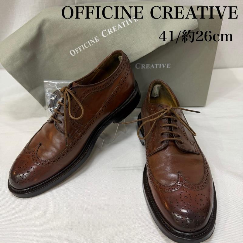 オフィチーネクリエイティブ OFFICINE CREATIVE 革靴 革靴 ウィングチップシューズ ドレスシューズ レザー LEATHER SHOES brown 41/26.0cm前後 ITALY製 - 無地 茶 / ブラウン / brown メンズ USED 古着 中古 50165818