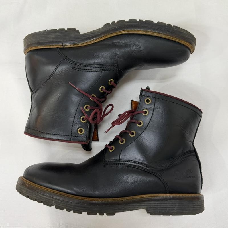 ダナー Danner ブーツ ショートブーツ D0020 レースアップ レザーブーツ プレーントゥ black US8/26cm US：8 ロゴ、文字 黒 / ブラック / black メンズ USED 古着 中古 50165819
