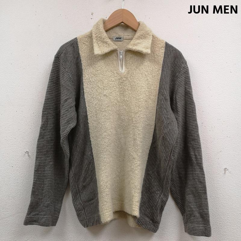 ジュンメン JUNMEN ニット、セーター 長袖 日本製 ハーフジップ 切り替え バイカラー ロゴタグ レトロ フリース ニット セーター 白 / ホワイト / white メンズ USED 古着 中古 50165823