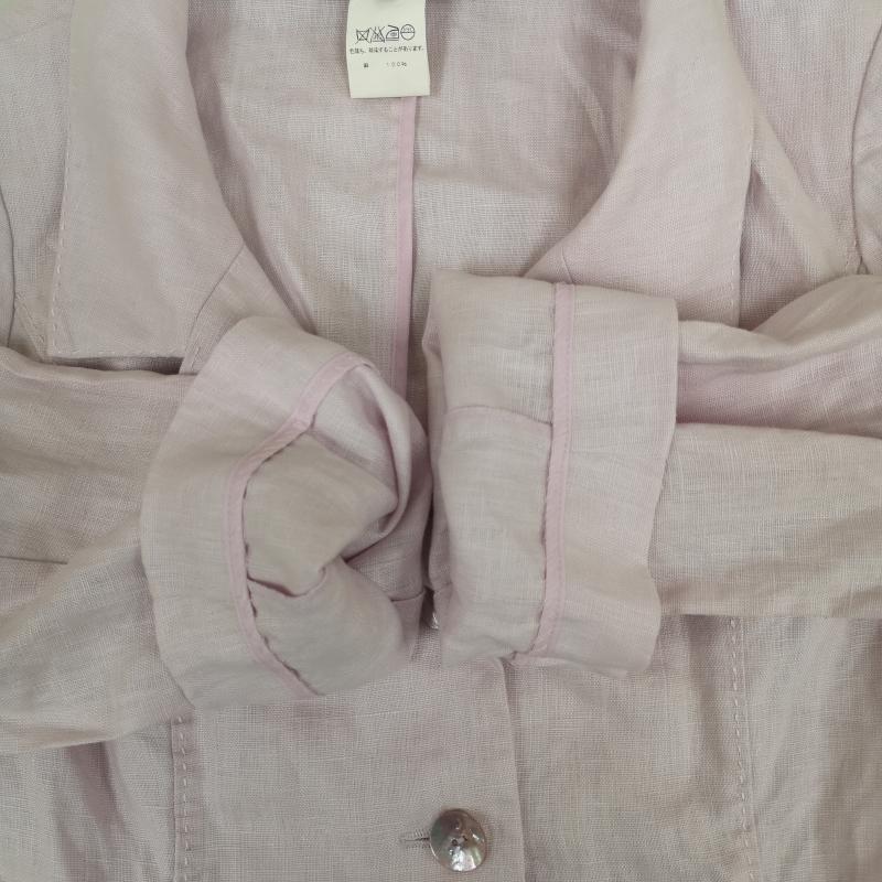 古着 USED ジャケット、上着 ジャケット、ブレザー Renato Nucci フランス製 麻 リネン ノッチドラペル パッチポケット テーラードジャケット 38 桃 / ピンク / pink レディース USED 古着 中古 50165826