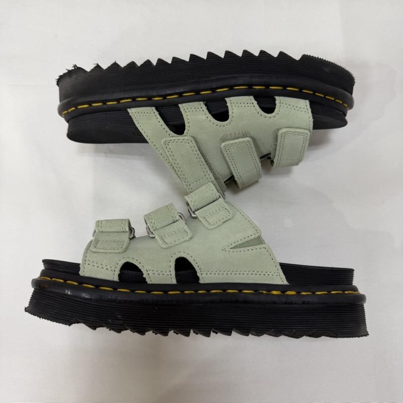 ドクターマーチン Dr.Martens サンダル サンダル RAINE スライドサンダル ライトグリーン UK5/24cm 厚底 シャークソール 24.0cm 無地 黒 / ブラック / black X 薄緑 / ライトグリーン / レディース USED 古着 中古 50165836