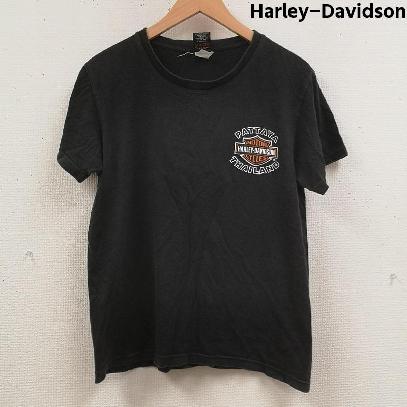 ハーレーダビッドソン Harley-Davidson Tシャツ 半袖 タイ パタヤ バー＆シールド ロゴ 限定モデル バイカー グラフィック 両面プリント Ｔシャツ M 黒 / ブラック / black メンズ USED 古着 中古 50165837