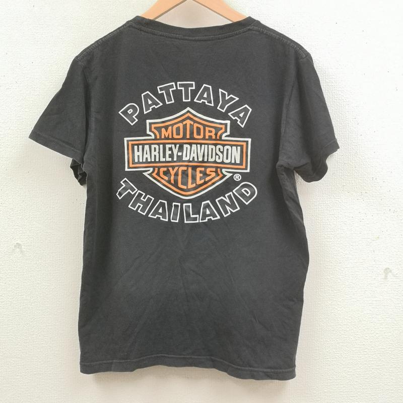 ハーレーダビッドソン Harley-Davidson Tシャツ 半袖 タイ パタヤ バー＆シールド ロゴ 限定モデル バイカー グラフィック 両面プリント Ｔシャツ M 黒 / ブラック / black メンズ USED 古着 中古 50165837
