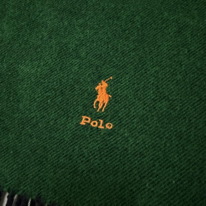 ポロラルフローレン POLO RALPH LAUREN マフラー マフラー フリンジ ロゴ刺繍マフラー navy×green 羊毛100% ユニセックス - ロゴ、文字 緑 / グリーン / green X 紺 / ネイビー / navy メンズ USED 古着 中古 50165839