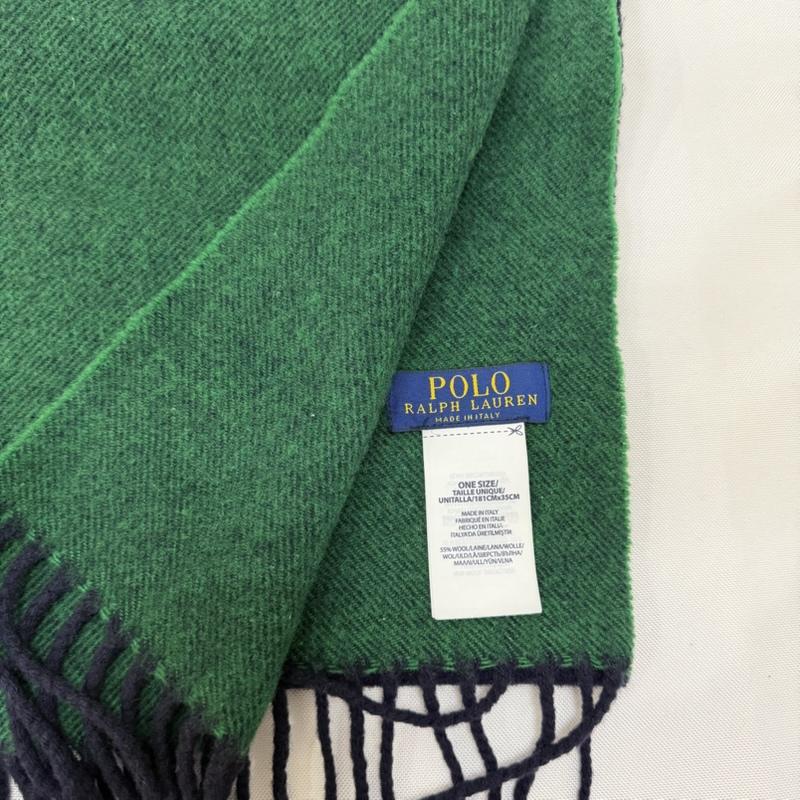 ポロラルフローレン POLO RALPH LAUREN マフラー マフラー フリンジ ロゴ刺繍マフラー navy×green 羊毛100% ユニセックス - ロゴ、文字 緑 / グリーン / green X 紺 / ネイビー / navy メンズ USED 古着 中古 50165839