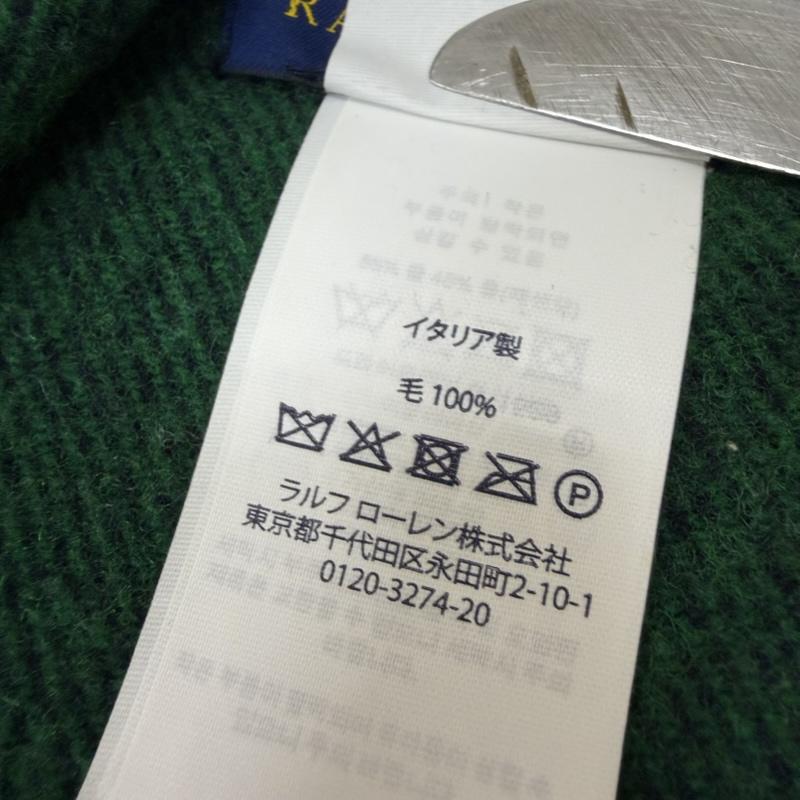 ポロラルフローレン POLO RALPH LAUREN マフラー マフラー フリンジ ロゴ刺繍マフラー navy×green 羊毛100% ユニセックス - ロゴ、文字 緑 / グリーン / green X 紺 / ネイビー / navy メンズ USED 古着 中古 50165839