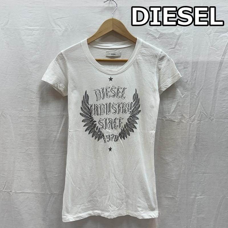 ディーゼル DIESEL Tシャツ 半袖 リーフ ウイング ロゴ クルーネック Tシャツ S 白 / ホワイト / white レディース USED 古着 中古 50165847