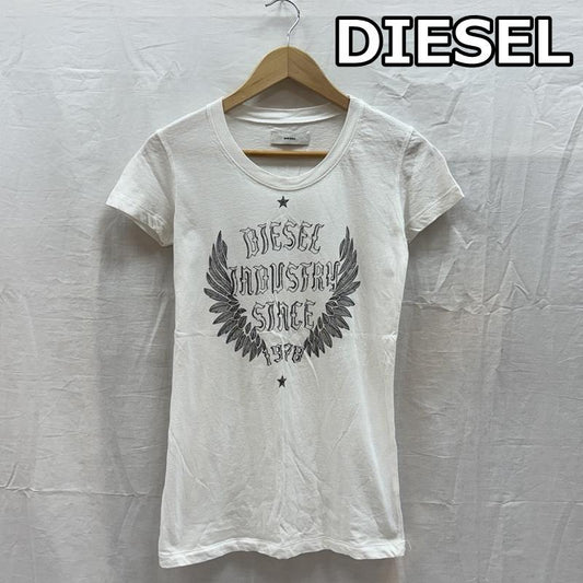 ディーゼル DIESEL Tシャツ 半袖 リーフ ウイング ロゴ クルーネック Tシャツ S 白 / ホワイト / white レディース USED 古着 中古 50165847