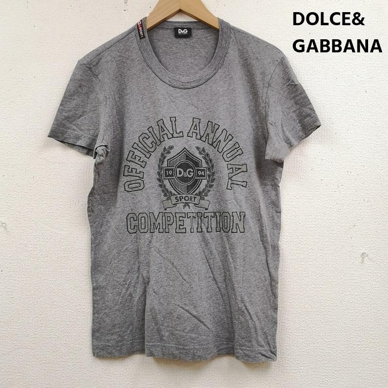 ドルチェアンドガッバーナ DOLCE&GABBANA Tシャツ 半袖 カレッジ エンブレム アーチ状 プリント 月桂樹 ローレル 半袖 Tシャツ 灰 / グレー / gray メンズ USED 古着 中古 50165848