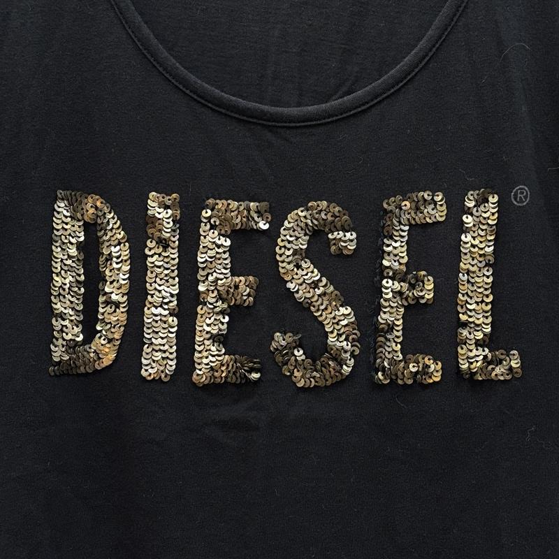 ディーゼル DIESEL Tシャツ 半袖 スパンコール ロゴ ラウンドネック Tシャツ XS 黒 / ブラック / black レディース USED 古着 中古 50165849