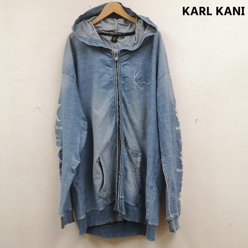 カールカナイ KARL KANI パーカー 長袖 フェード ブリーチ加工 フルジップ オーバーサイズ デニム スウェット パーカー 211K1305 4L インディゴ / インディゴ / Indigo メンズ USED 古着 中古 50165850