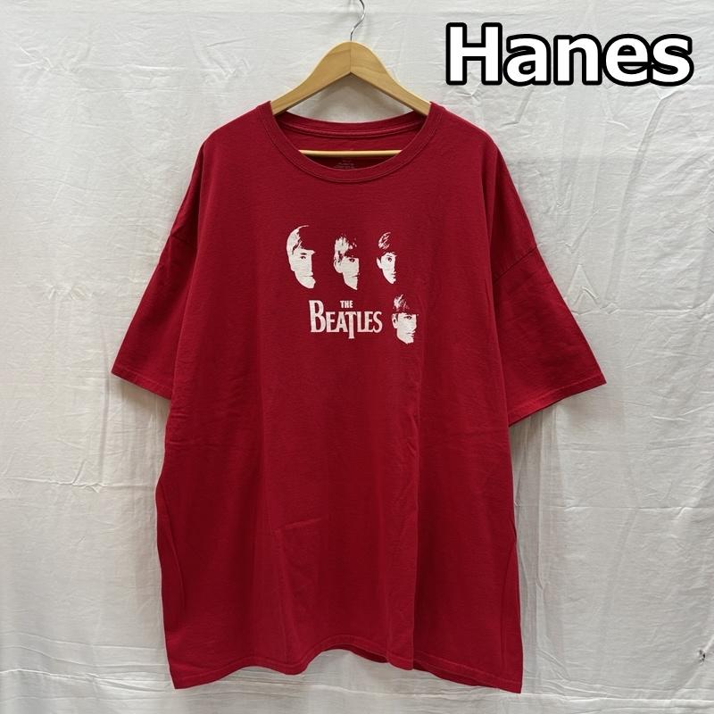 ヘインズ HANES Tシャツ 半袖 THE BEATLES ビートルズ ロゴ プリント クルーネック Tシャツ ビッグサイズ - 赤 / レッド / red メンズ USED 古着 中古 50165852