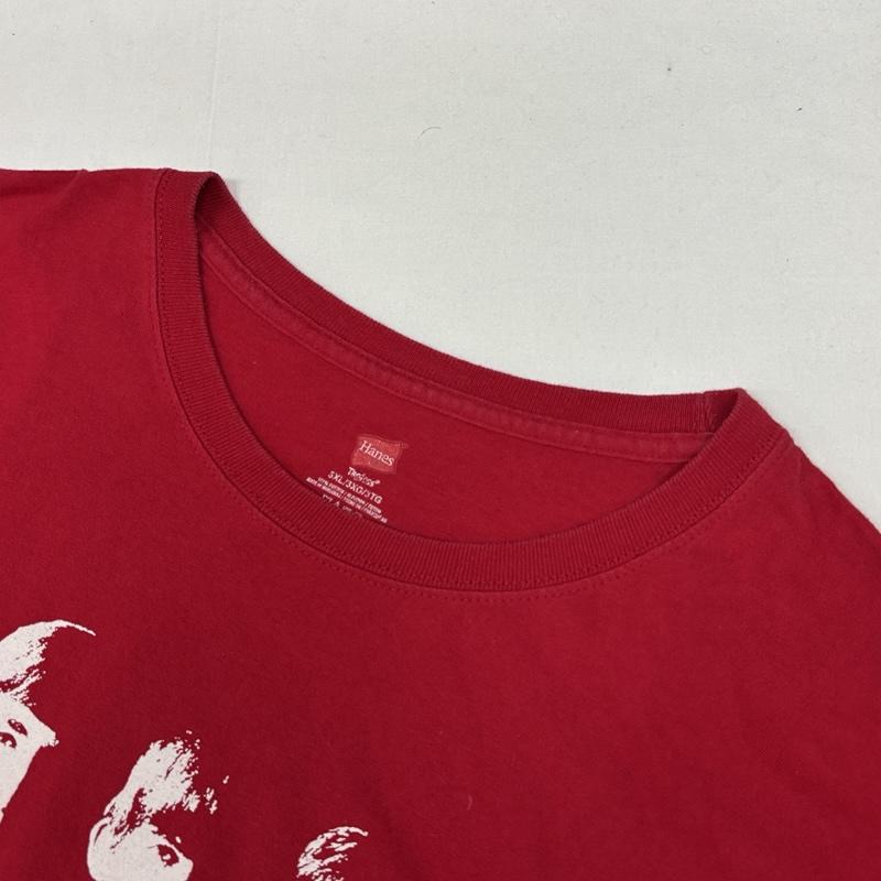 ヘインズ HANES Tシャツ 半袖 THE BEATLES ビートルズ ロゴ プリント クルーネック Tシャツ ビッグサイズ - 赤 / レッド / red メンズ USED 古着 中古 50165852