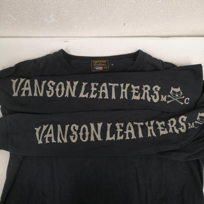 ヴァンソン VANSON Tシャツ 長袖 VANSON×FELIX THE CAT クロスボーン 骨 骸骨 ドクロ スカル 刺繍 バイカー 丸首ロングスリーブTシャツ XL 黒 / ブラック / black メンズ USED 古着 中古 50165857