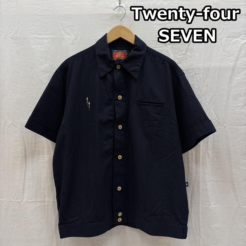 古着 USED シャツ、ブラウス 半袖 TWENTY-FOUR SEVEN コットン ボックス シャツ 半袖 裾アジャスターボタン L 紺 / ネイビー / navy メンズ USED 古着 中古 50165858