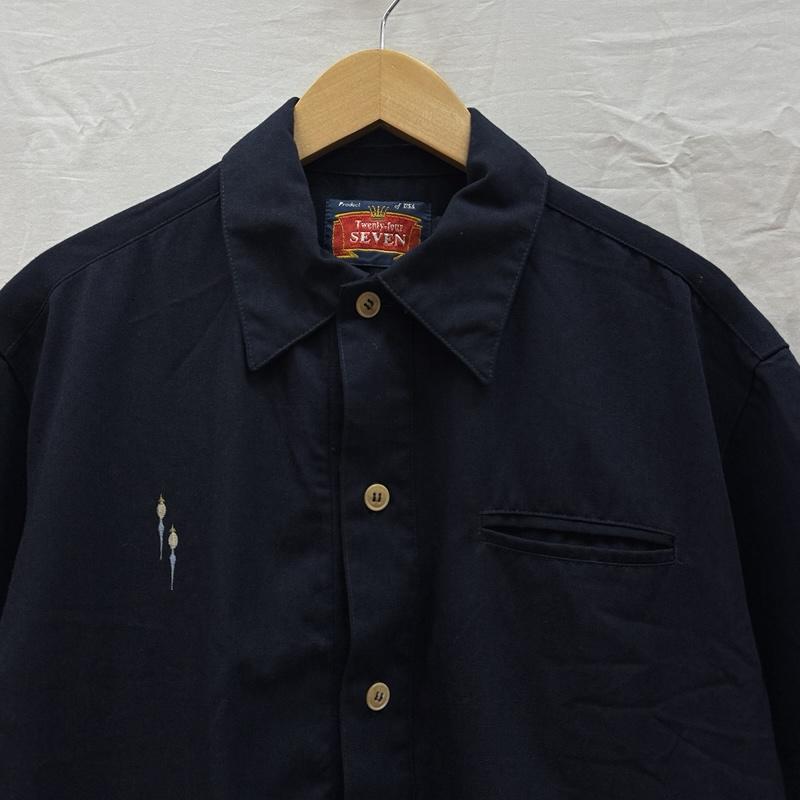 古着 USED シャツ、ブラウス 半袖 TWENTY-FOUR SEVEN コットン ボックス シャツ 半袖 裾アジャスターボタン L 紺 / ネイビー / navy メンズ USED 古着 中古 50165858