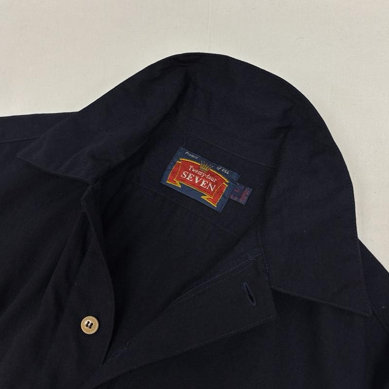 古着 USED シャツ、ブラウス 半袖 TWENTY-FOUR SEVEN コットン ボックス シャツ 半袖 裾アジャスターボタン L 紺 / ネイビー / navy メンズ USED 古着 中古 50165858