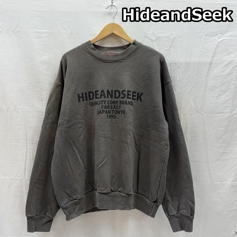 ハイドアンドシーク HIDE AND SEEK トレーナー 長袖 HC-010922 USA製 ロゴ プリント クルーネック スウェット トレーナー 裏起毛 L メンズ USED 古着 中古 50165860