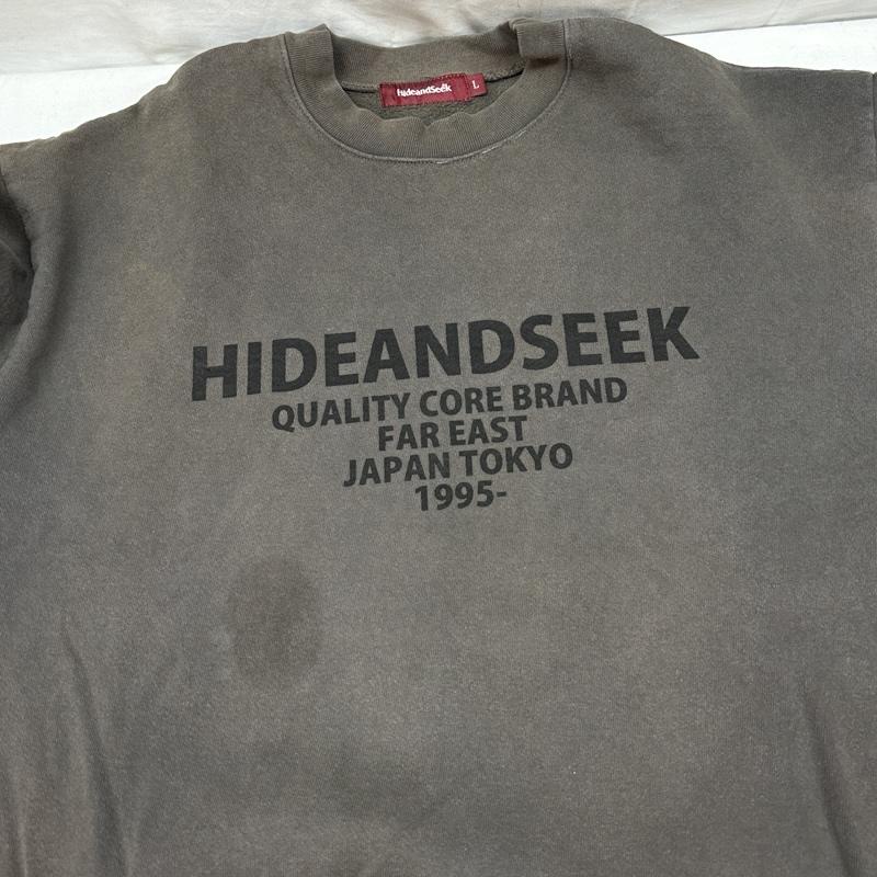 ハイドアンドシーク HIDE AND SEEK トレーナー 長袖 HC-010922 USA製 ロゴ プリント クルーネック スウェット トレーナー 裏起毛 L メンズ USED 古着 中古 50165860