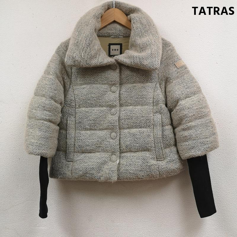タトラス TATRAS ジャケット、上着 ダウンジャケット ウール ニット モヘア 異素材 切り替え ショールカラー ショート ダウン ジャケット S ベージュ / ベージュ / beige レディース USED 古着 中古 50165861