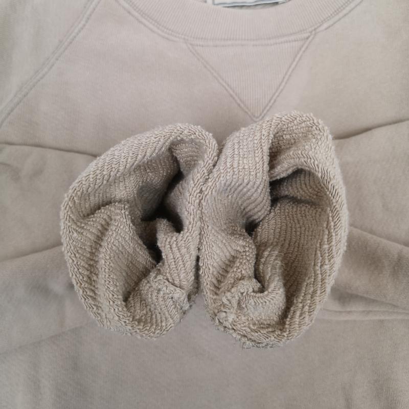 メゾンキツネ MAISON KITSUNE トレーナー 長袖 フォックスヘッド ワッペン ワンポイント Vガゼット スウェット 裏毛 パイル地 DM00310KM0002 S ベージュ / ベージュ / beige メンズ USED 古着 中古 50165866