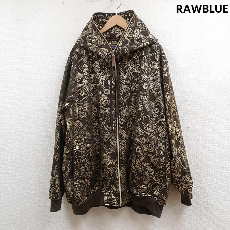 古着 USED パーカー 長袖 RAWBLUE ドル札 お金 money 紙幣 Y2K 総柄 裏起毛 フルジップ パーカー 4L 茶 / ブラウン / brown メンズ USED 古着 中古 50165868