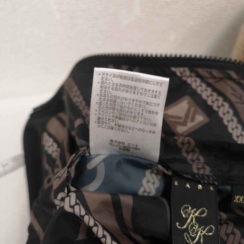 カールカナイ KARL KANI パーカー 長袖 リバーシブル 2WAY 総柄 フェイクファー ボア チェーン 鎖 フルジップパーカー 213K1603 4L 黒 / ブラック / black メンズ USED 古着 中古 50165869