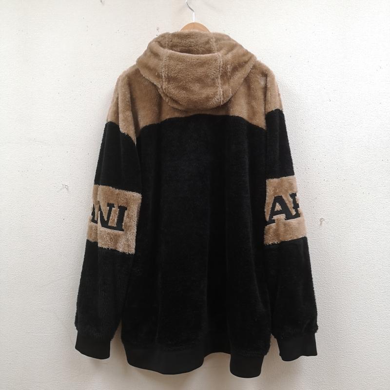 カールカナイ KARL KANI パーカー 長袖 リバーシブル 2WAY 総柄 フェイクファー ボア チェーン 鎖 フルジップパーカー 213K1603 4L 黒 / ブラック / black メンズ USED 古着 中古 50165869