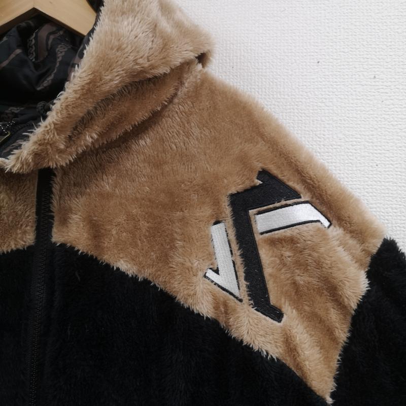 カールカナイ KARL KANI パーカー 長袖 リバーシブル 2WAY 総柄 フェイクファー ボア チェーン 鎖 フルジップパーカー 213K1603 4L 黒 / ブラック / black メンズ USED 古着 中古 50165869