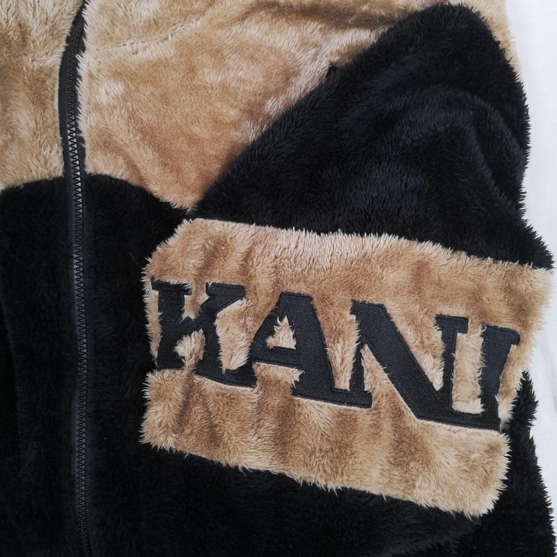 カールカナイ KARL KANI パーカー 長袖 リバーシブル 2WAY 総柄 フェイクファー ボア チェーン 鎖 フルジップパーカー 213K1603 4L 黒 / ブラック / black メンズ USED 古着 中古 50165869