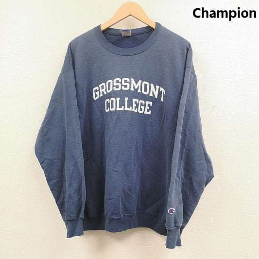 チャンピオン Champion トレーナー 長袖 90s メキシコ製 リバースウィーブ カレッジ 刺繍 裏起毛 クルーネック スウェット トレーナー L 紺 / ネイビー / navy メンズ USED 古着 中古 50165879